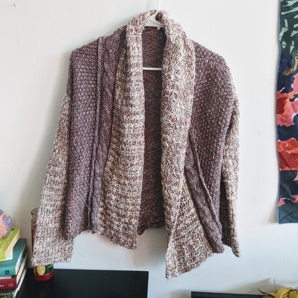 Moth Lilac Chunky Knit Woodhouse Cardigan Sweater - Lilac Lavender